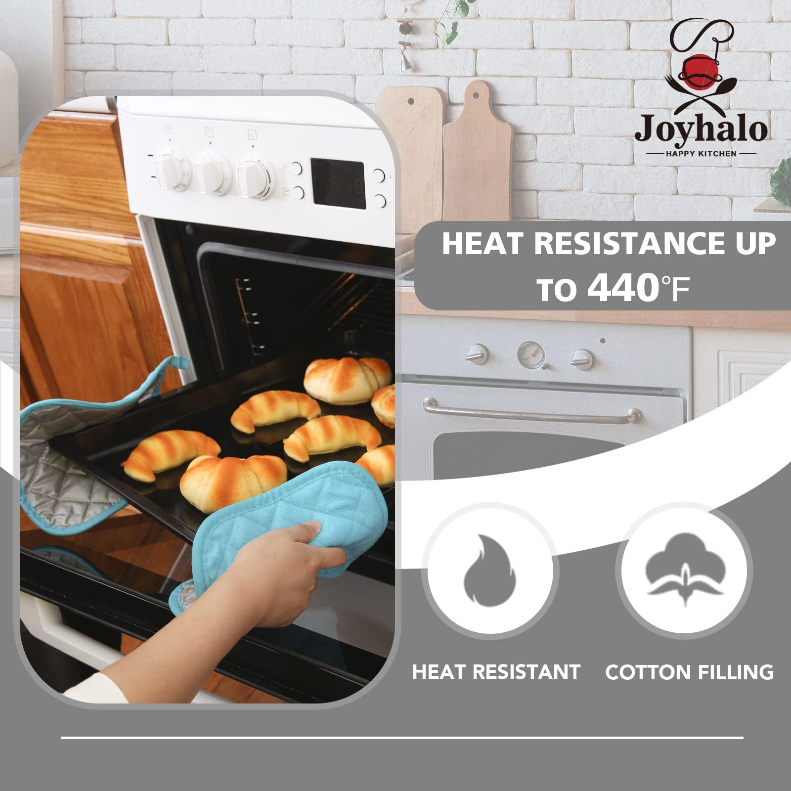 JoyHalo heat-resistant pot holders offer durable grip for safely handling hot dishes.