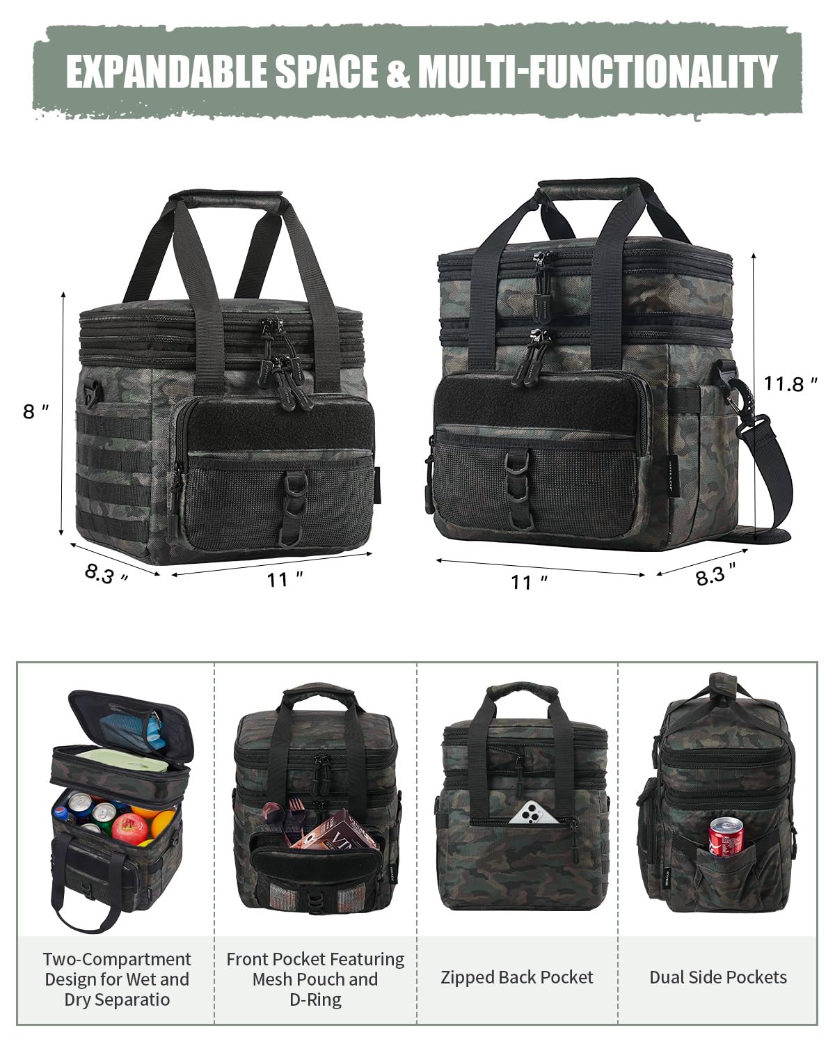 JOYHILL 18L tactical lunch box insulation layer emphasizing hot or cold performance