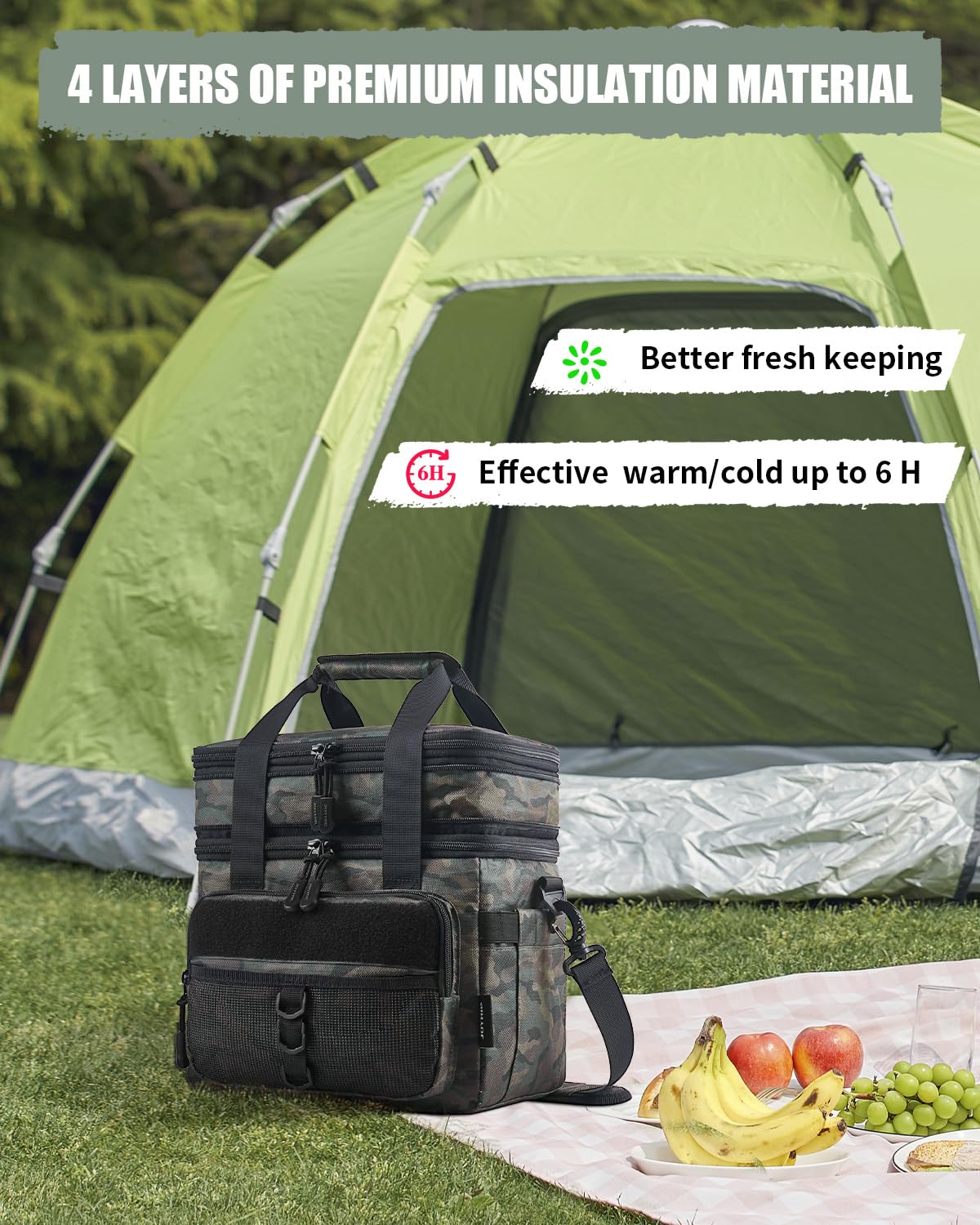JOYHILL 18L tactical lunch box side view showing expandable capacity for extra meals