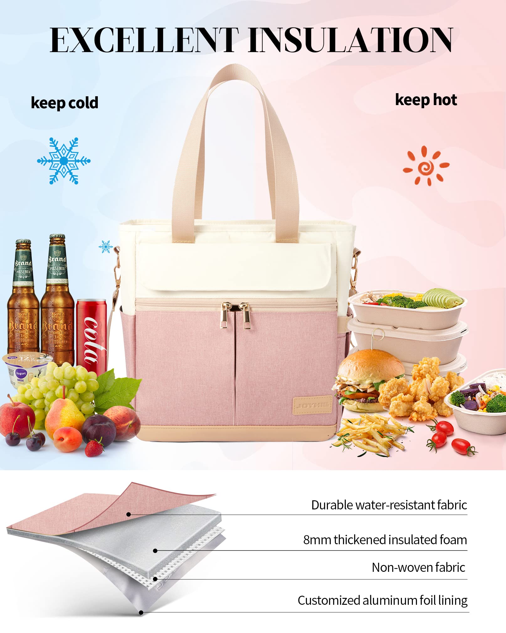 JOYHILL pink capacity-16-2l supports multiple workday meals