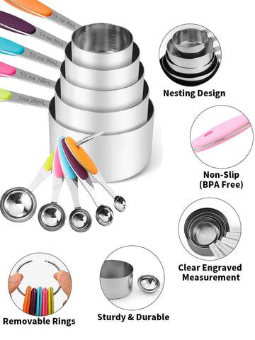 Joyhill measuring spoons set provides accurate portions with sturdy one-piece construction