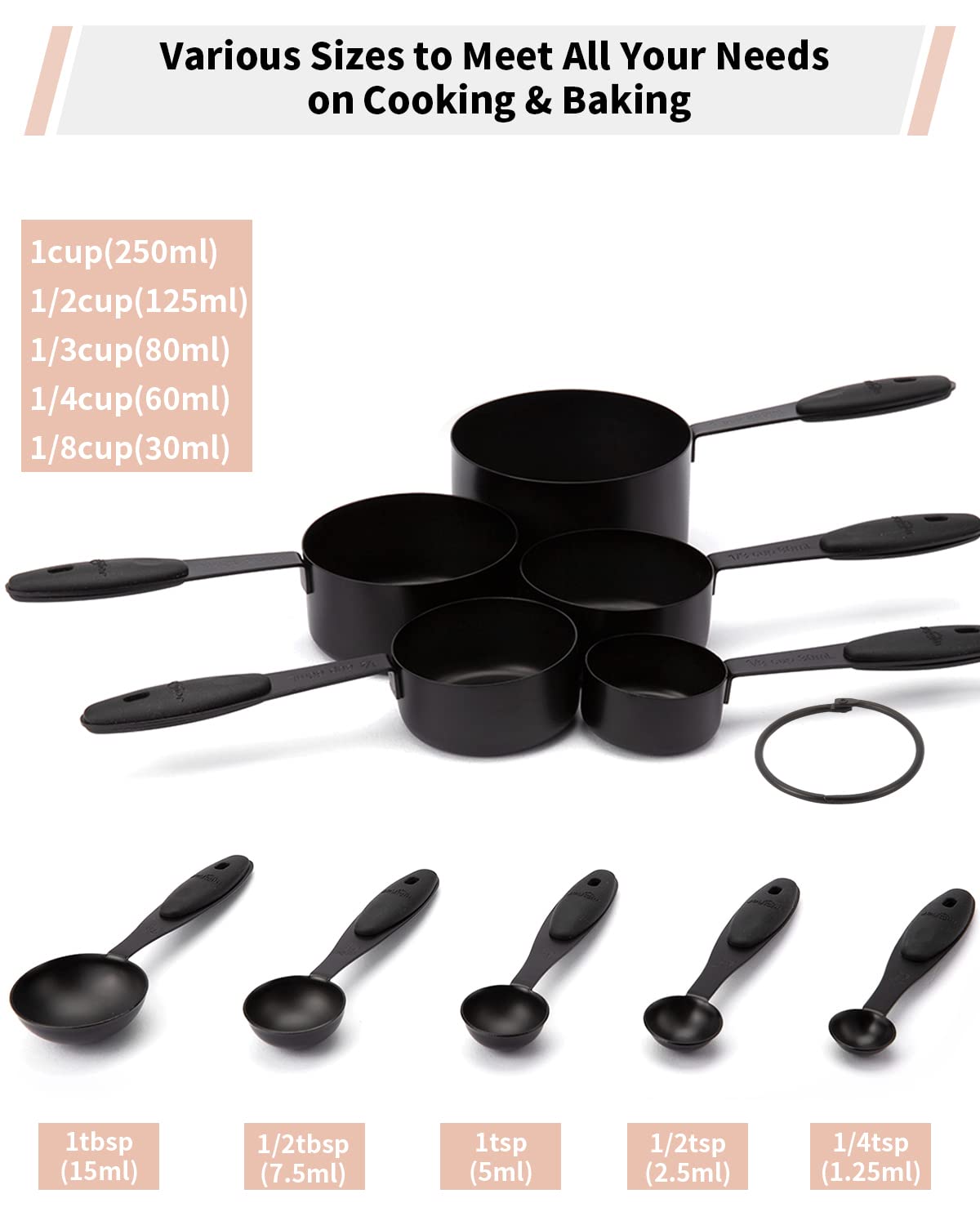 Joyhill stainless steel cups with soft-touch silicone handles for easy gripping