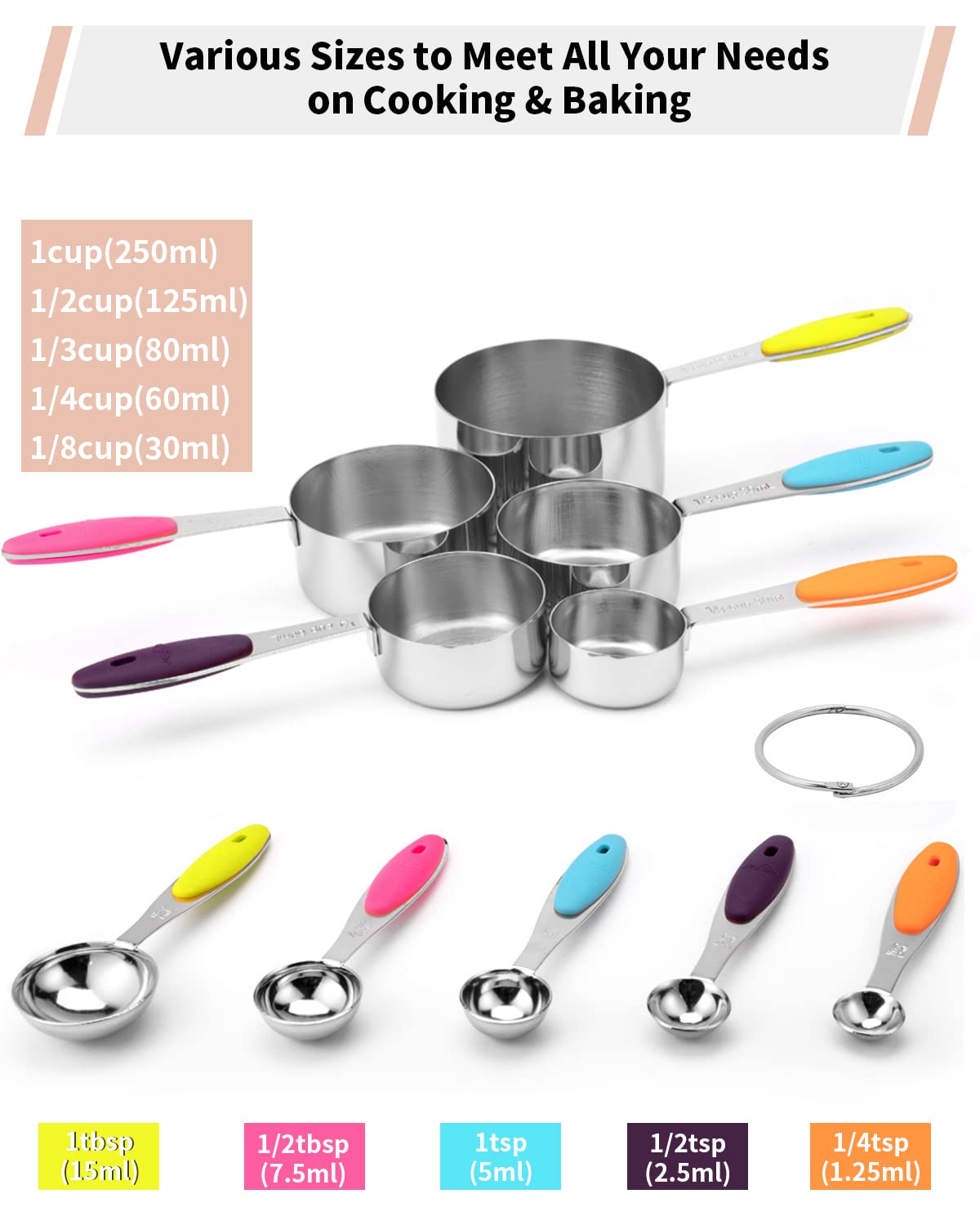 Joyhill nested measuring cups save space in a tidy kitchen