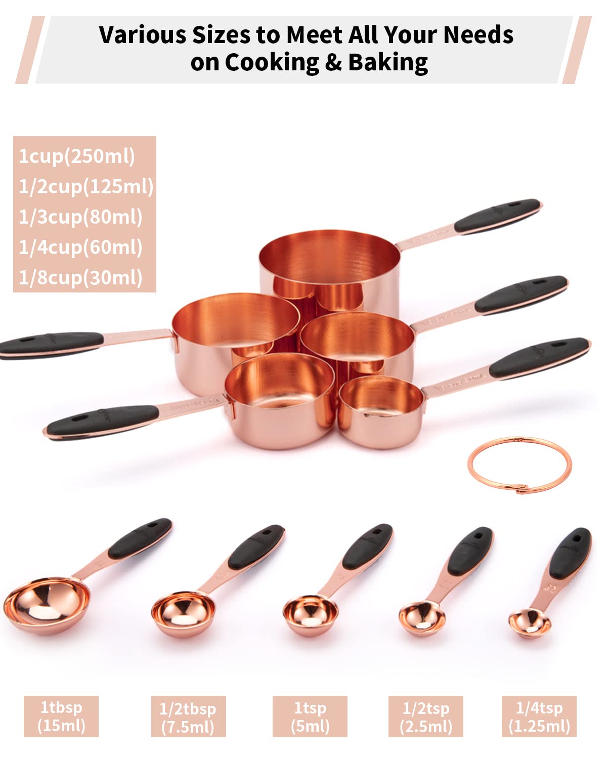 Joyhill nesting spoons and cups organized to save space on the counter