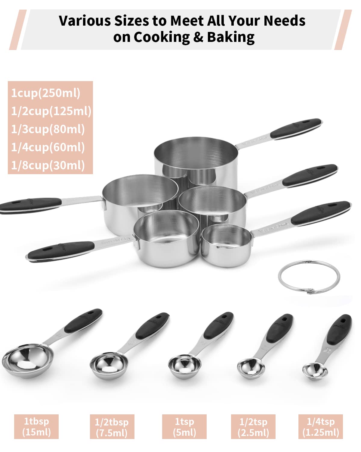 Joyhill soft-touch silicone handles provide a comfortable grip during cooking.