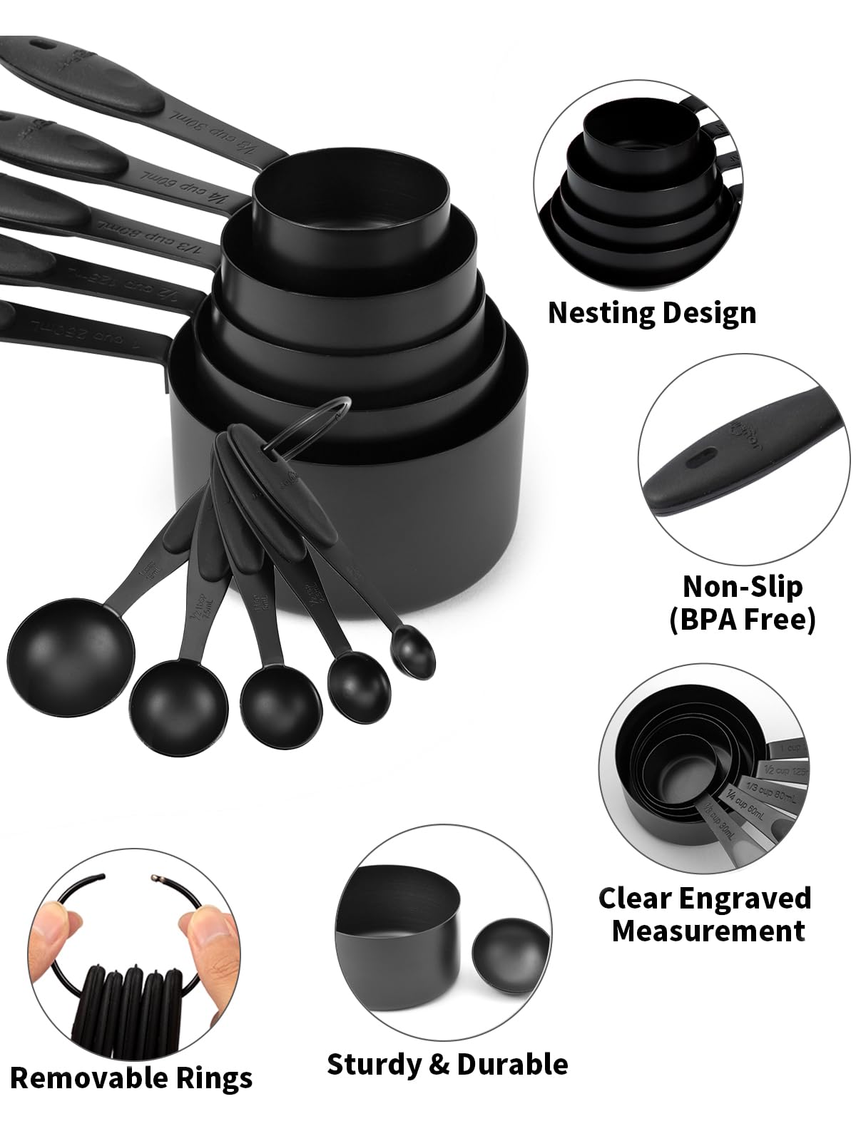 Joyhill close-up of ergonomic silicone handles enhancing grip during measuring