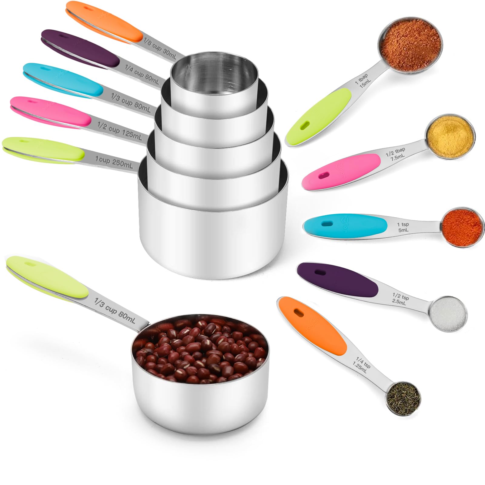 Joyhill stainless steel measuring cups with precise sizes for dry and liquid ingredients