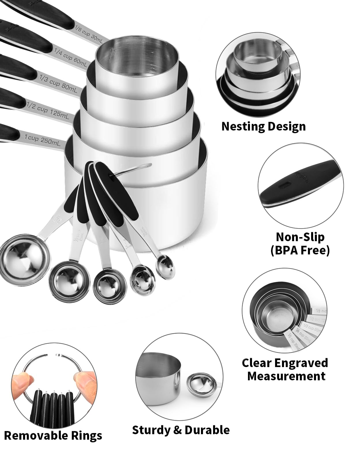 Joyhill stainless steel spoons feature a durable one-piece construction.