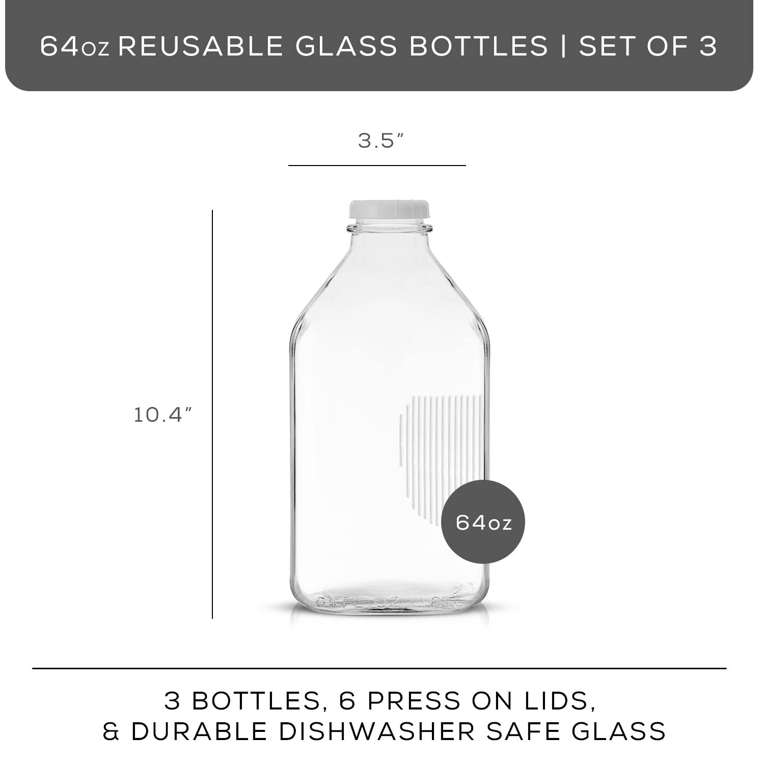 JoyJolt 64oz glass bottle with rectangle grip for easy handling