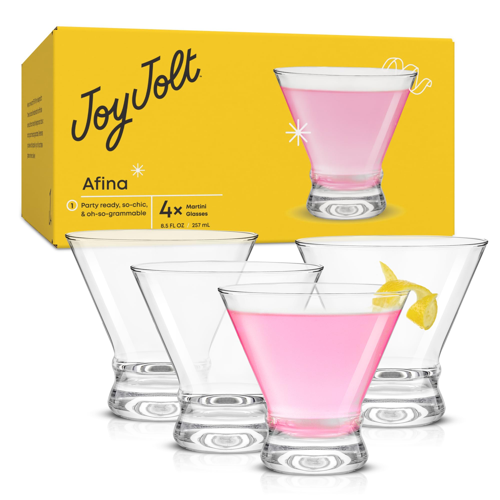 JoyJolt Afina heavy-base glass delivers added stability for confident mixing.