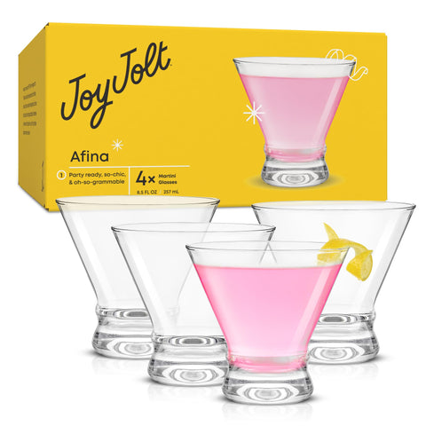 JoyJolt Afina heavy-base glass delivers added stability for confident mixing.