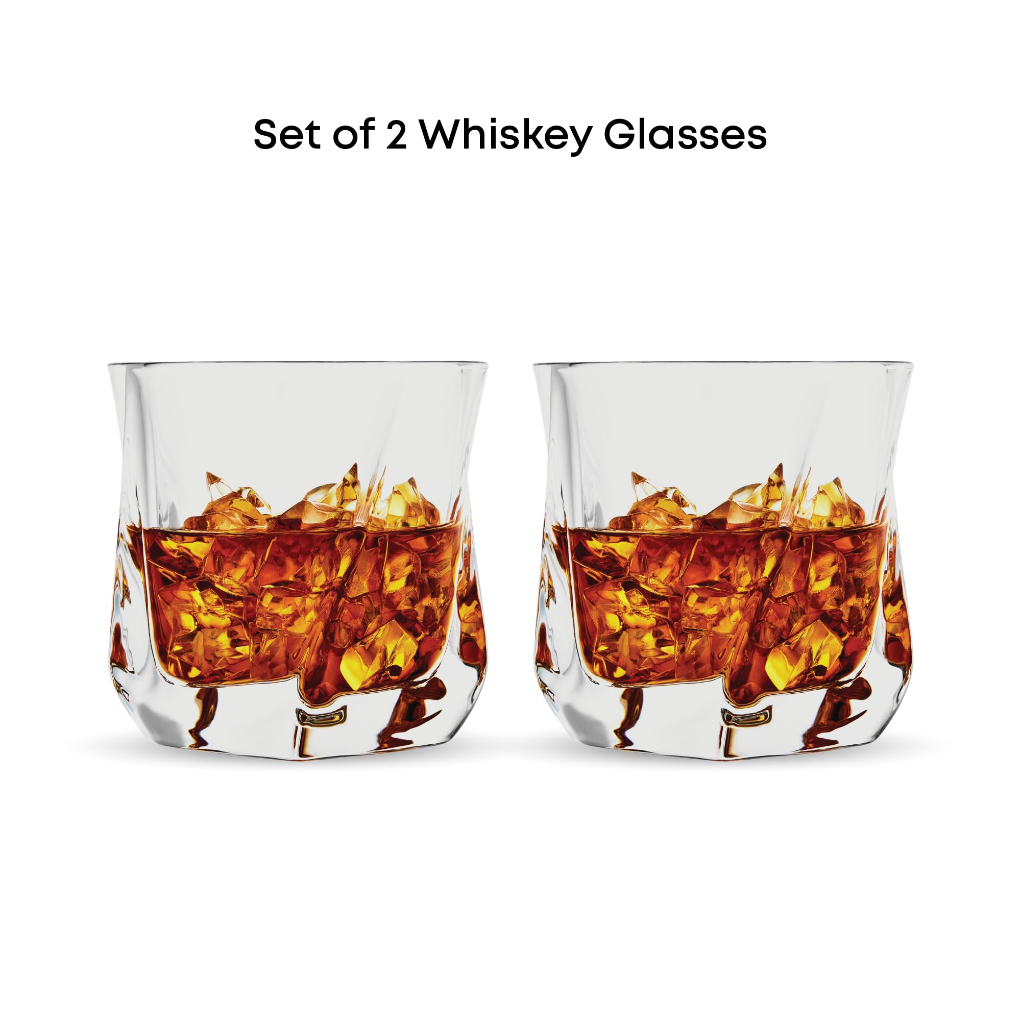 JoyJolt Aurora crystal whiskey glass shows sparkling clarity for vibrant whiskey color.