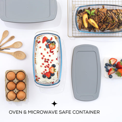 JoyJolt borosilicate glass bakeware, safe for oven and microwave.