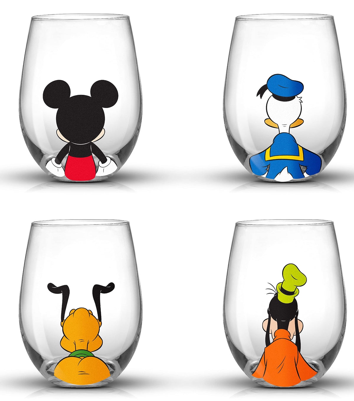 JoyJolt Disney Mickey Squad tumblers set of four, sturdy stemless glasses for everyday use.
