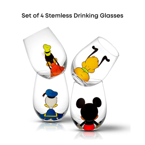 JoyJolt Mickey Squad tumblers with weighted base to prevent spills during lively conversations.