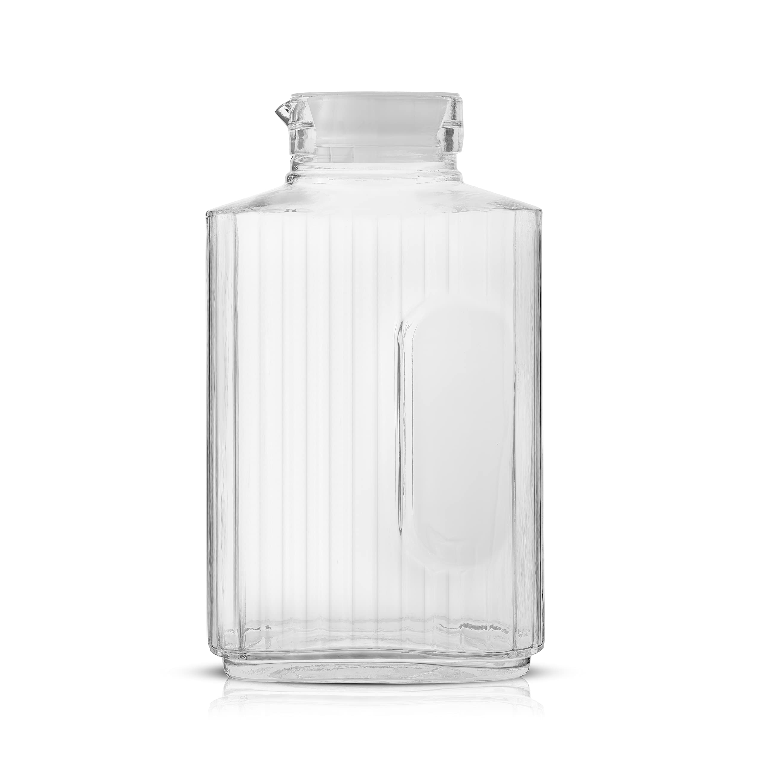 JoyJolt fridge-ready pitcher stores drinks neatly in the fridge.
