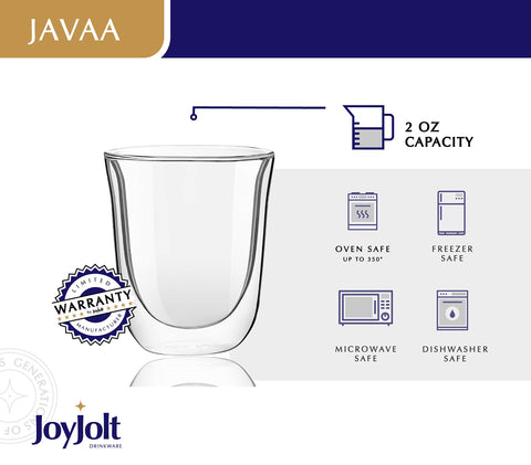 JoyJolt Javaah glasses used for mini desserts or cocktails, elevating entertaining