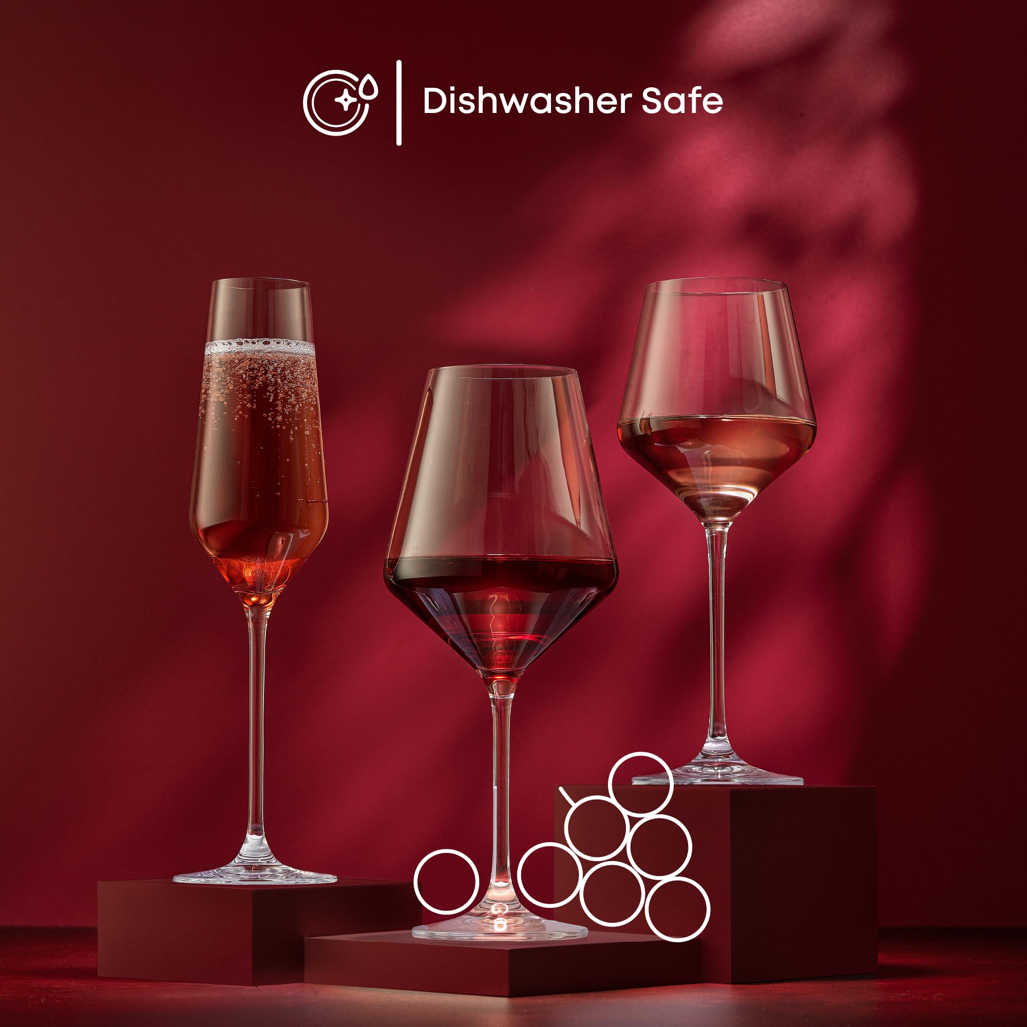 JoyJolt Layla tall elegant wine glass with refined silhouette.