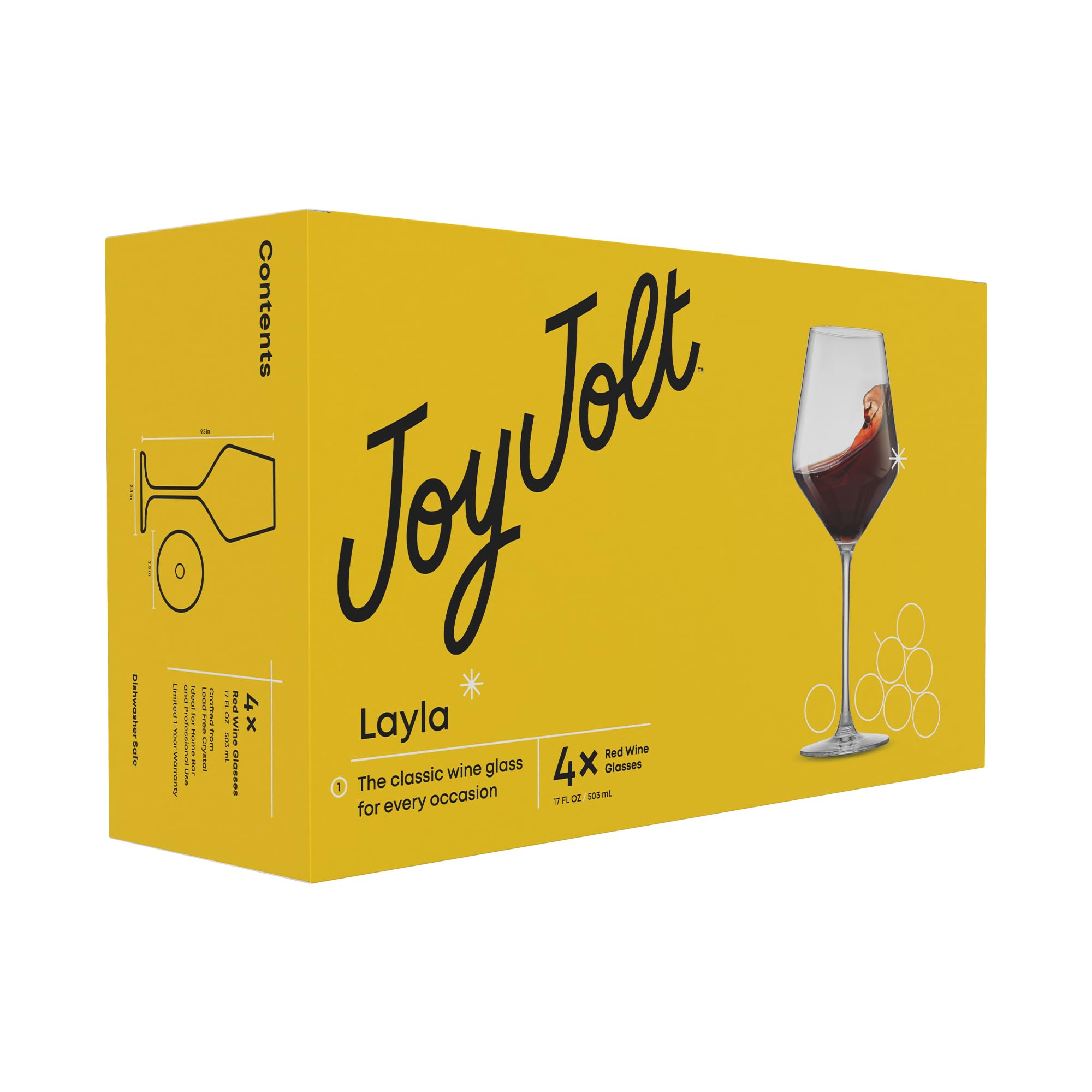 JoyJolt Layla ideal for entertaining and showcasing wine color.
