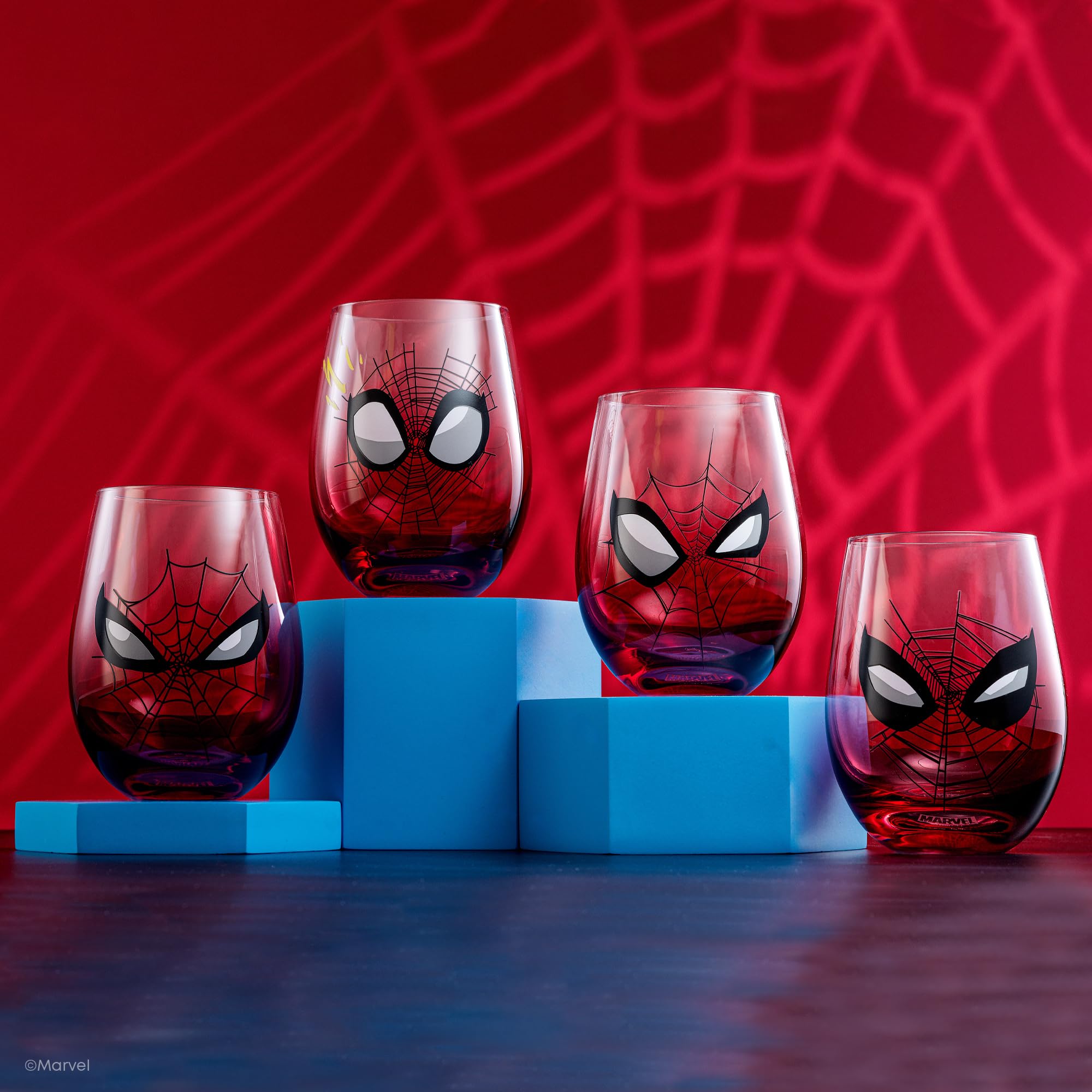 JoyJolt Spidey-Sense stemless glass designed for a comfortable grip