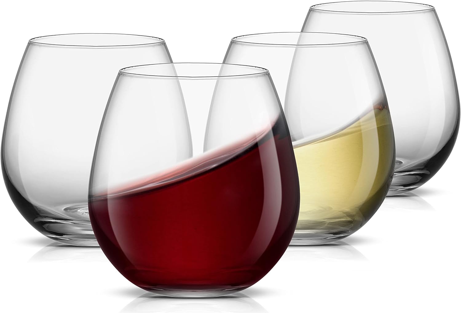 JoyJolt Spirits stemless glass with comfortable hand feel for red or white wine.