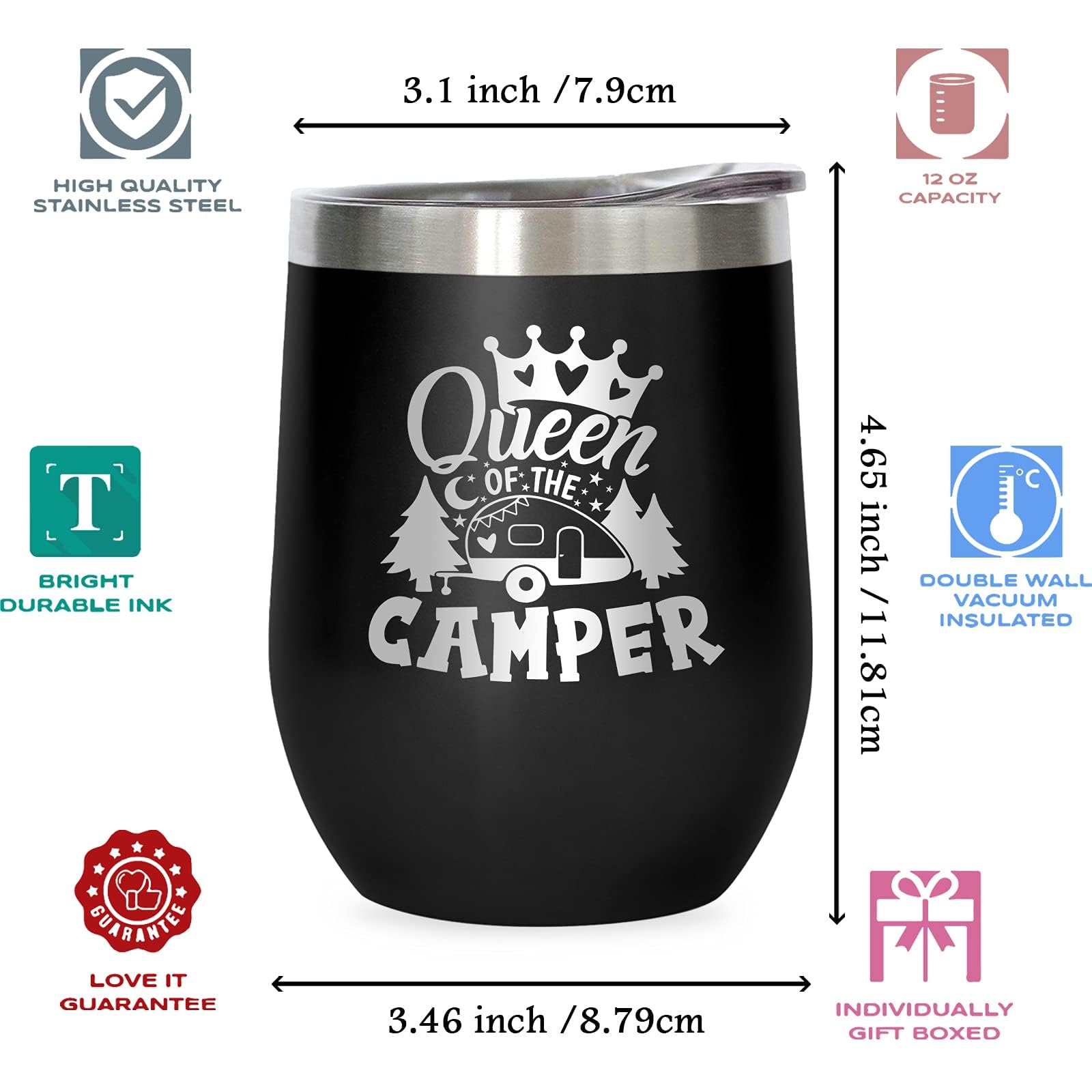 Joyloce stainless steel camping mug with 12 oz capacity, durable and reusable
