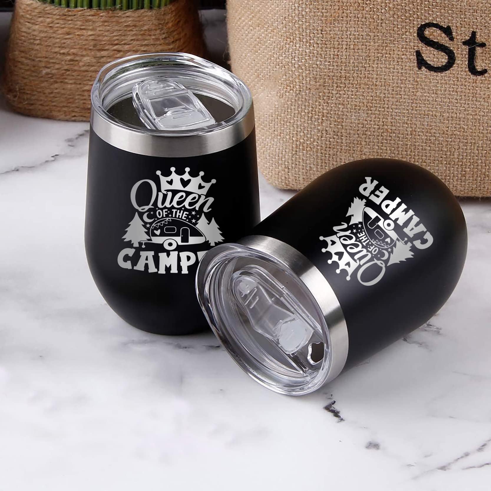 Joyloce stemless design offers stable grip and easy sipping around campfires