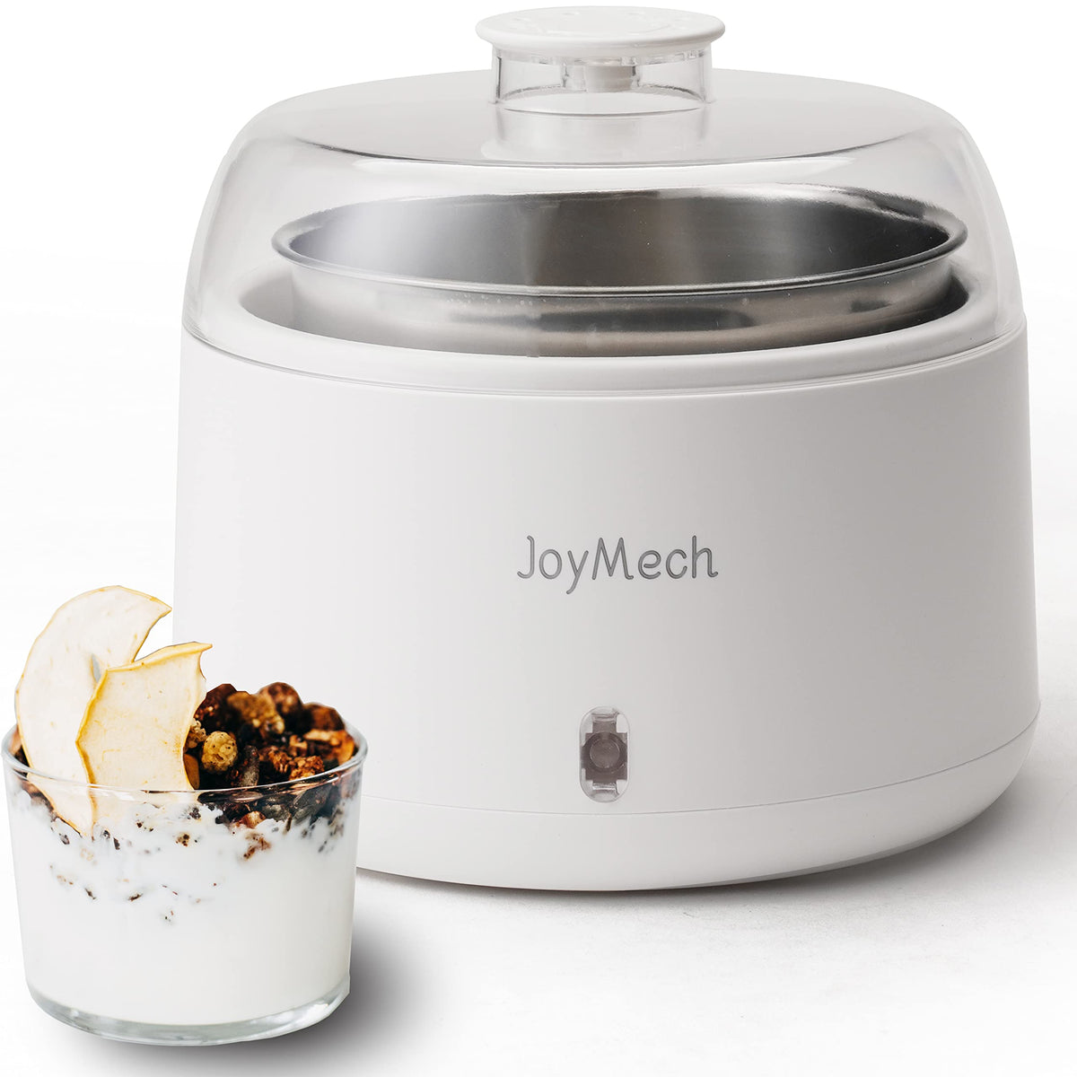 JoyMech Yogurt Maker front view, compact home appliance for quick, fresh yogurt.