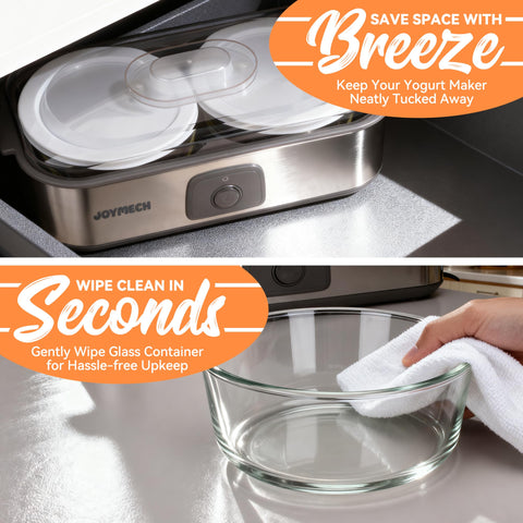 JoyMech Yogurt Maker one-touch control for simple, hands-off fermentation.