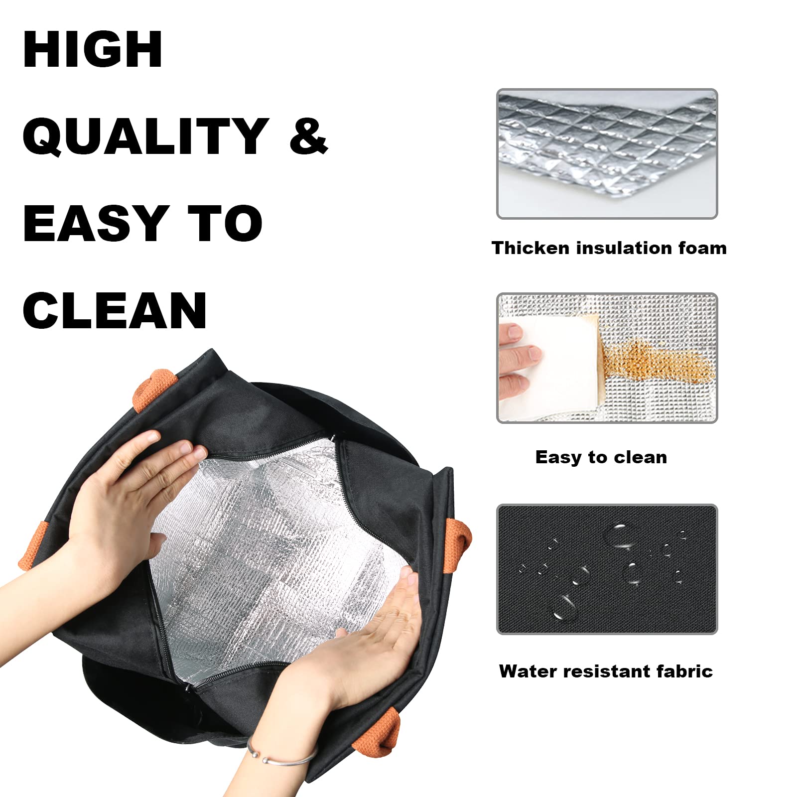 Joymee lunch bag collapsible design folds flat for compact storage