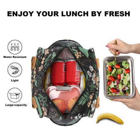 Joymee insulated lining keeps foods cool or warm for hours