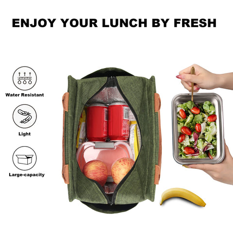 Joymee lunch bag interior with foil liner keeps meals organized and fresh.