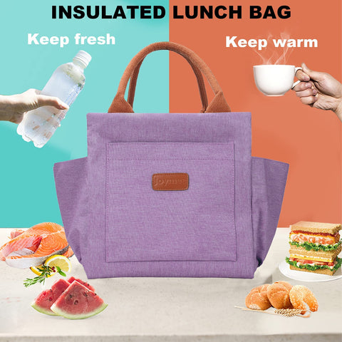 Joymee lunch bag leakproof Oxford shell protects contents on the go.