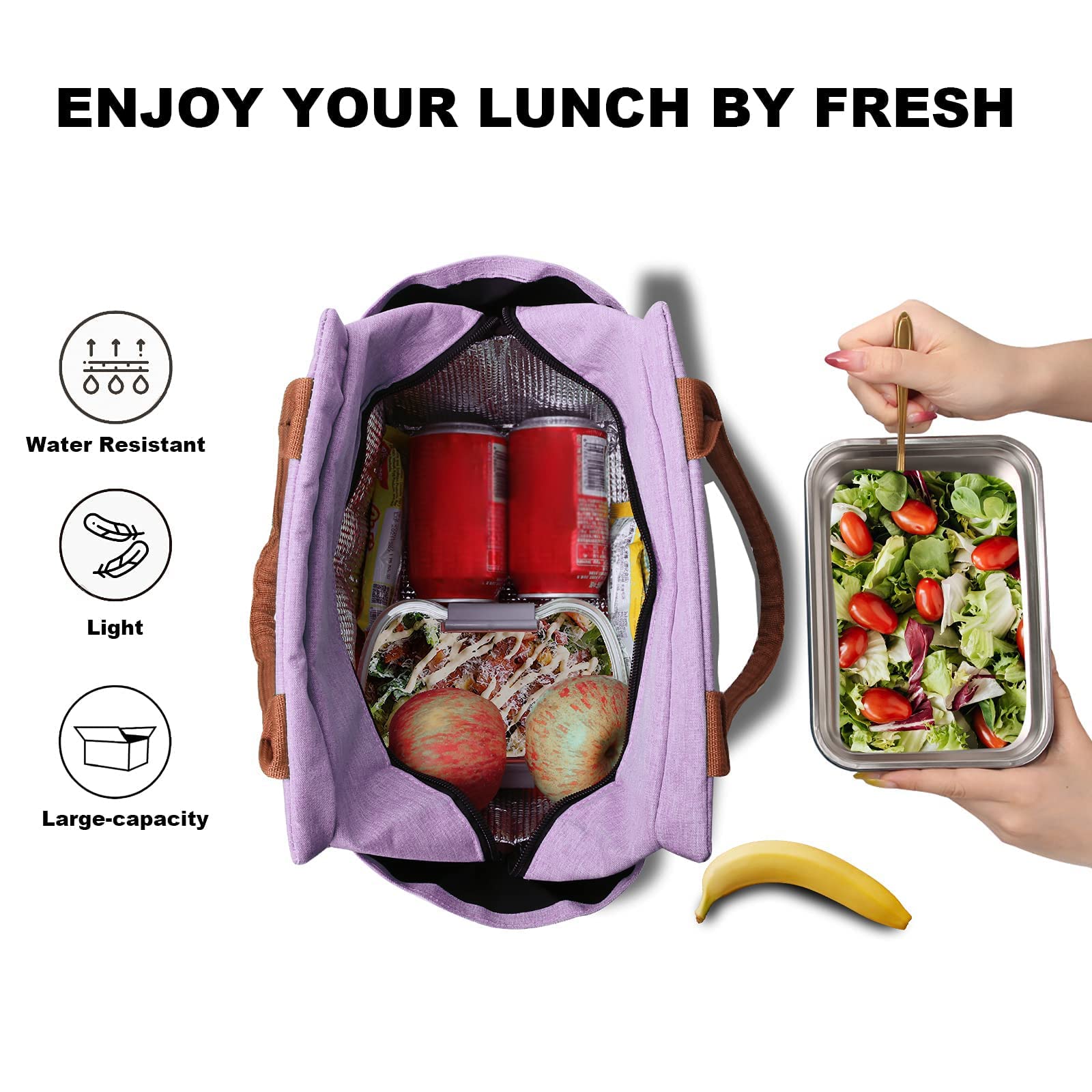 Joymee lunch bag side pockets keep bottles within easy reach.