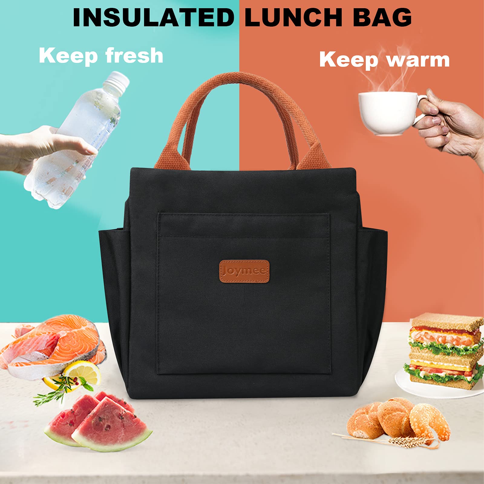 Joymee lunch bag strong handles for comfortable everyday carrying