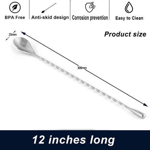 JOYONE ergonomic cocktail spoon design reduces friction during stirring.