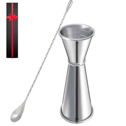 JOYONE measuring jigger with 1oz and 2oz marks for precise cocktails.
