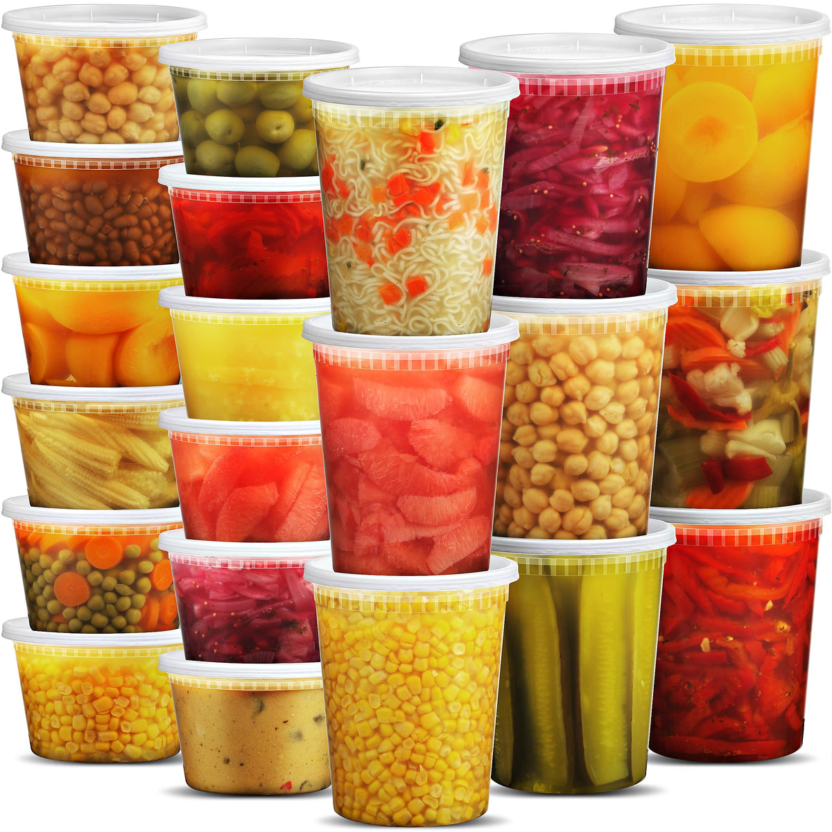 JoyServe quart-size deli containers with lids, ideal for bulk meal prep.