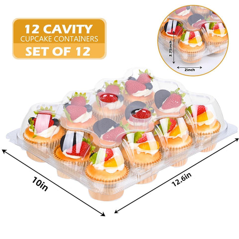 JPPSUJJ cupcake box with tall dome lid protects elaborate frosting during transport.