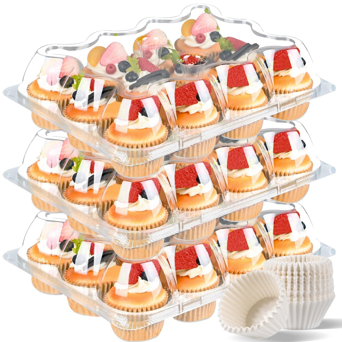 JPPSUJJ cupcake container with clear lid for visible freshness