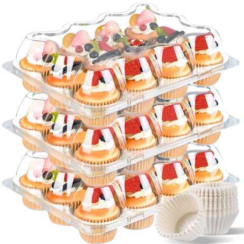 JPPSUJJ plastic cupcake containers with 12-count set offer clear, fresh presentation.