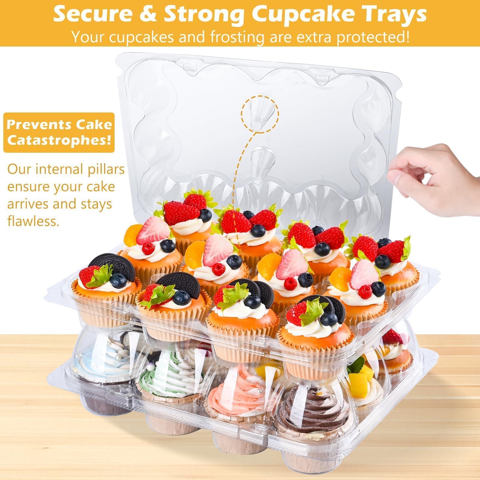 JPPSUJJ stackable cupcake holders simplify event transport and display.