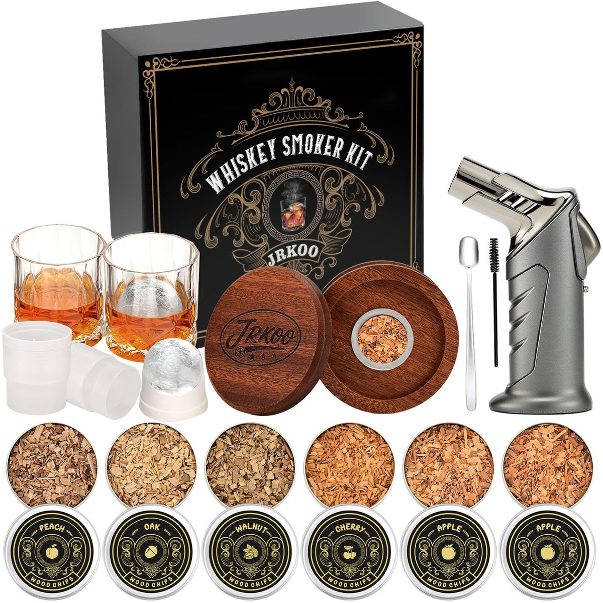 JRKOO whiskey smoker kit with torch for flavorful cocktails
