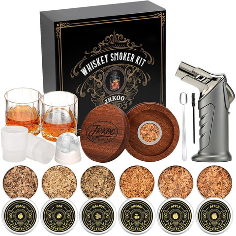 JRKOO whiskey smoker kit with torch for flavorful cocktails