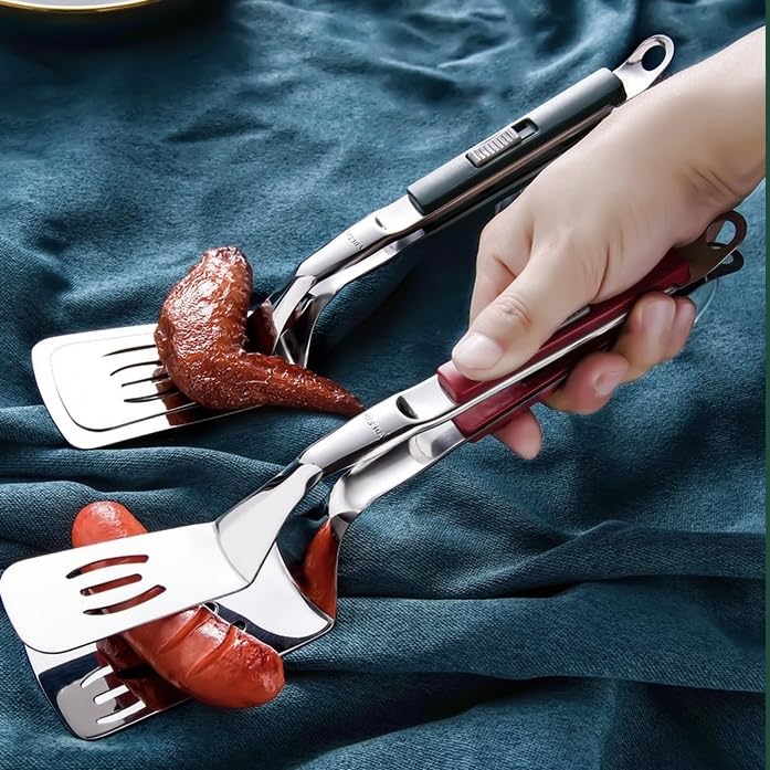 Jrsoul He dishwasher-safe tongs clean up quickly after cooking.
