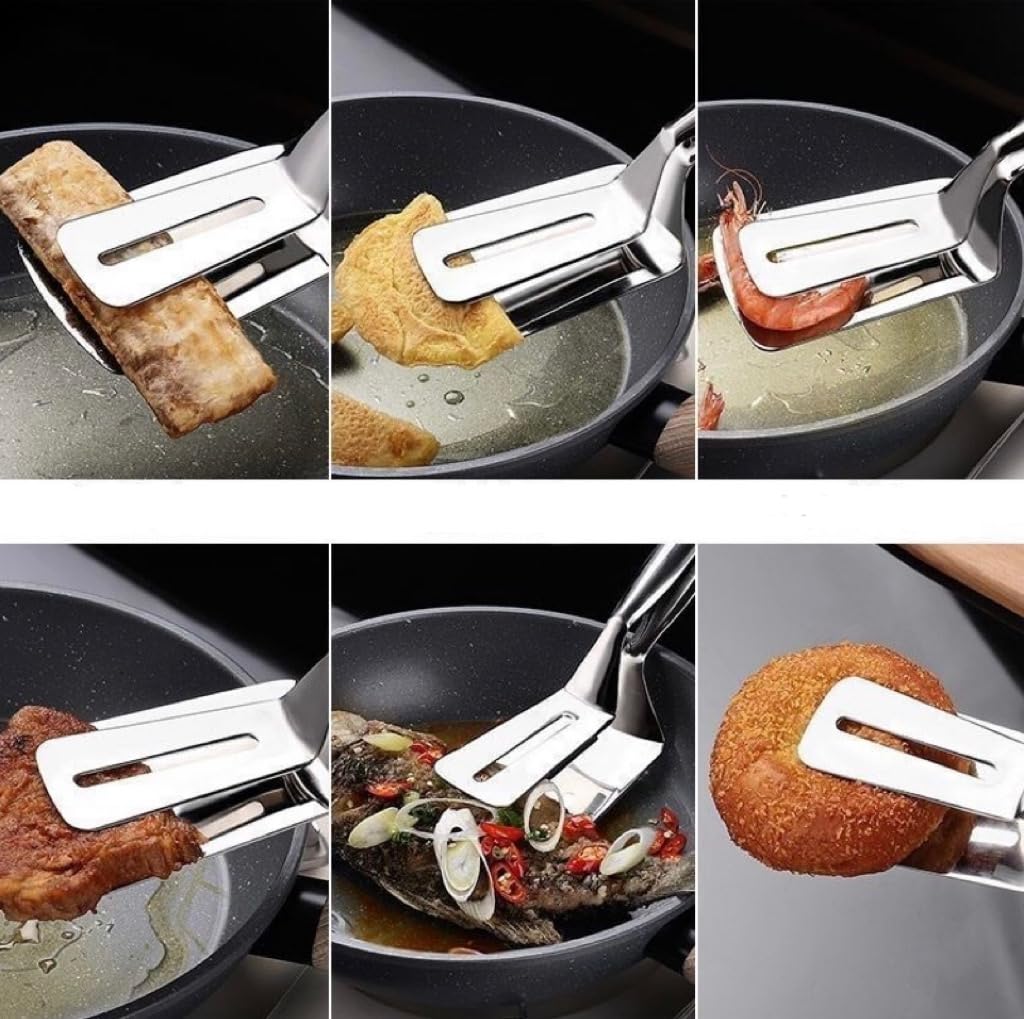 Jrsoul He silicone-handled tongs offer anti-slip, heat-resistant control.
