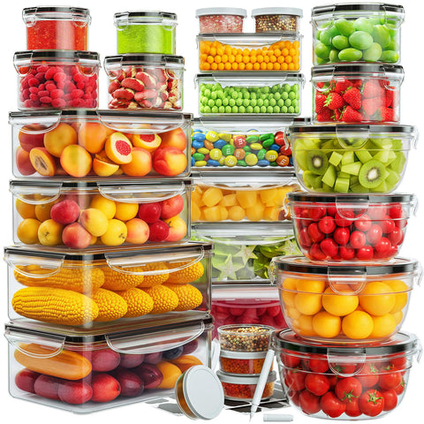 JSCARES 52-piece set of rectangular containers with airtight lids for organized meal prep