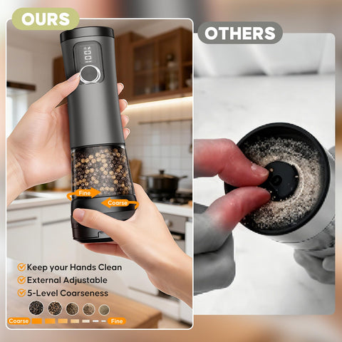 JSCARES one-touch automatic grinding delivers fresh spices in seconds