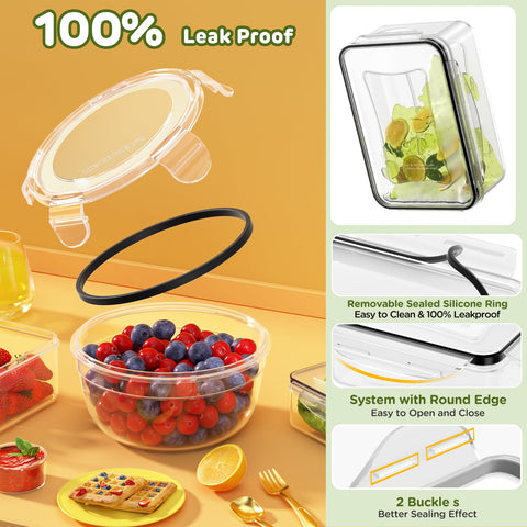 JSCARES rectangle container 16.9oz stackable design saves fridge space.