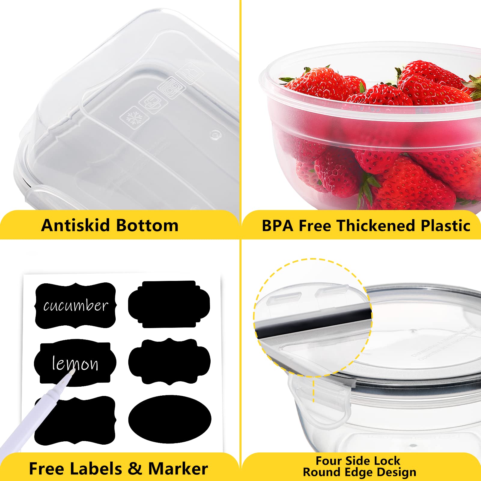 JSCARES rectangle 17 oz airtight container for compact fridge storage and easy stacking